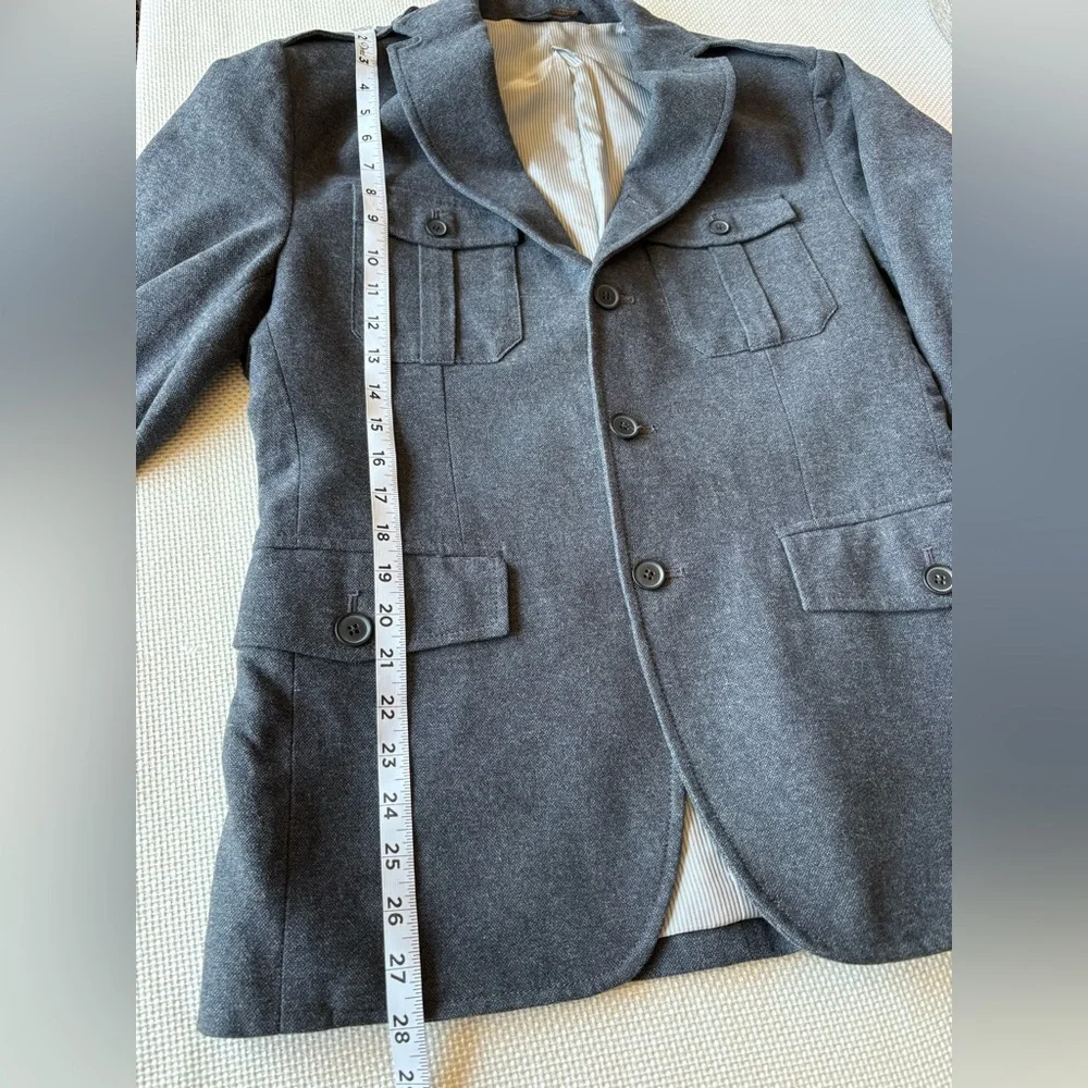 Banana Republic Men's Tailored Fit 38S Dark Grey 100% Cotton Military Jacket